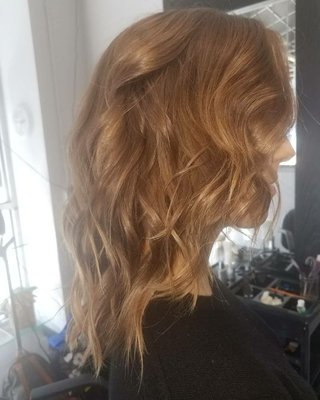 Balayage hair color result, beauty salon side of Frank's in Seattle